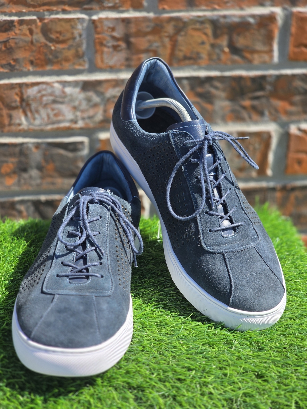 Robert Graham Men's Suede Lace-Up Sneakers in Navy